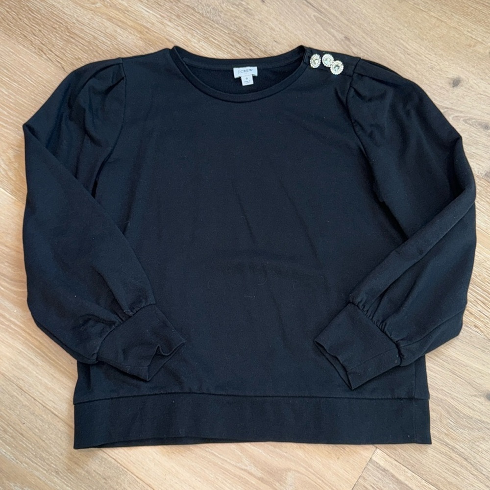 J Crew Black Sweatshirt ruffled sleeves